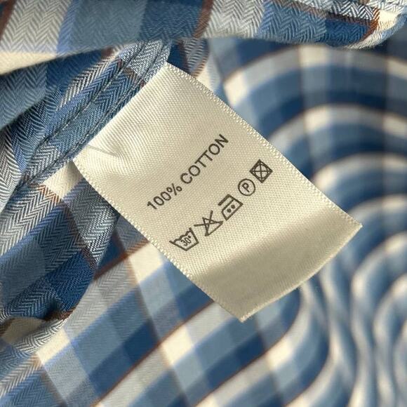 Fredrick Martin Blue Plaid Cotton Long Sleeve Button Down Shirt Mens XL - Picture 7 of 7